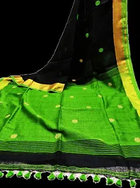 Handloom Linen by linen Ball Butta Jamdani saree with Blouse Piece-thumb2