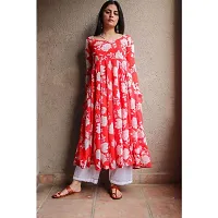 Stunning Rayon Printed Flared Kurta with Palazzo Set For Women-thumb1