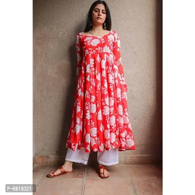 Stunning Rayon Printed Flared Kurta with Palazzo Set For Women-thumb2