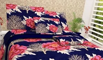 Polycotton  Printed Double Bed Bedsheet With 2 Pillow Covers-thumb1