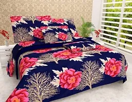 Polycotton  Printed Double Bed Bedsheet With 2 Pillow Covers-thumb2