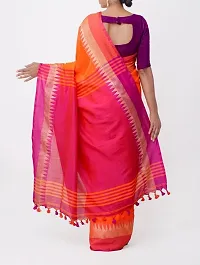 Stylish Multicolored Khadi Cotton Temple Border Saree with Blouse piece-thumb2