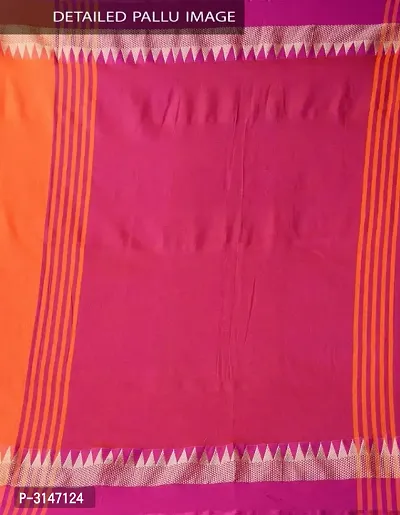 Stylish Multicolored Khadi Cotton Temple Border Saree with Blouse piece-thumb5