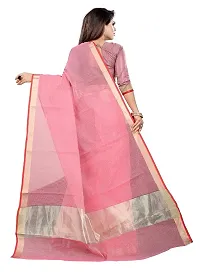 Stylish Kota Doriya Cotton Pink Zari Border Saree With Blouse Piece-thumb2