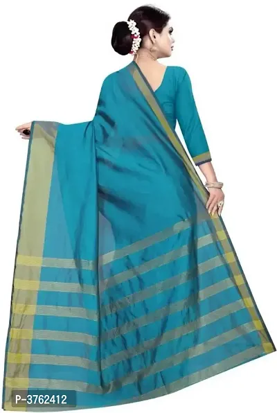 Stylish Cotton Silk Zari Border Saree With Blouse Piece-thumb3