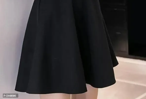 Women Black Plain Net Short Dress-thumb3
