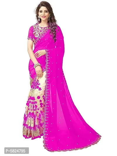 Pink Georgette Embroidered Sarees For Women-thumb4