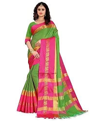 Stylish Multicoloured Cotton Silk Jacquard Sarees For Women-thumb4