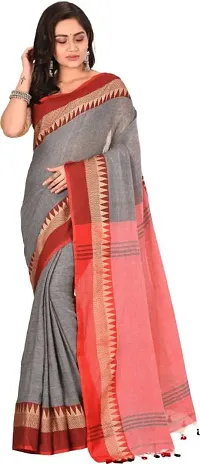 Attactive Handloom Khadi Cotton Woven Saree With Blouse Piece-thumb1