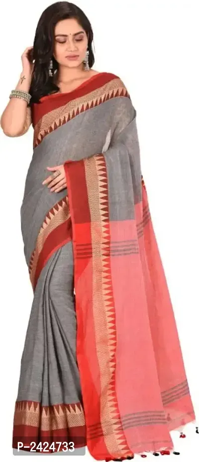 Attactive Handloom Khadi Cotton Woven Saree With Blouse Piece-thumb2