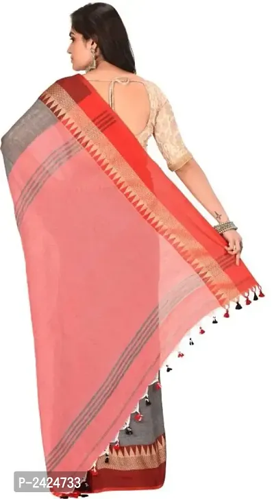 Attactive Handloom Khadi Cotton Woven Saree With Blouse Piece-thumb3