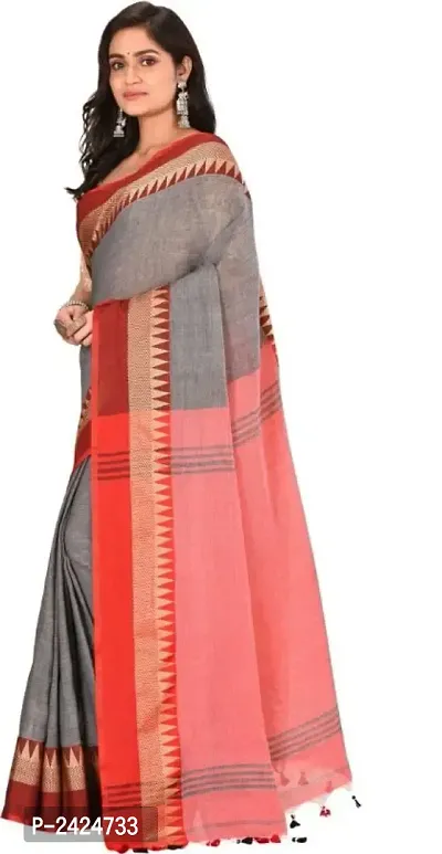 Attactive Handloom Khadi Cotton Woven Saree With Blouse Piece-thumb4