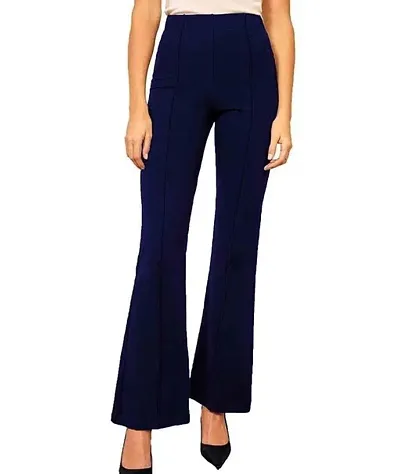 Solid Flared High Waist Trouser