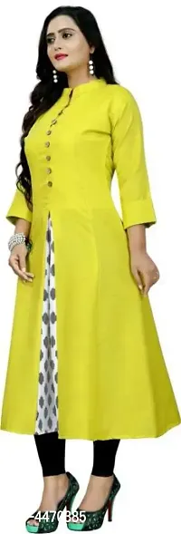 Women Self Design Cotton A-Line Kurta-thumb2