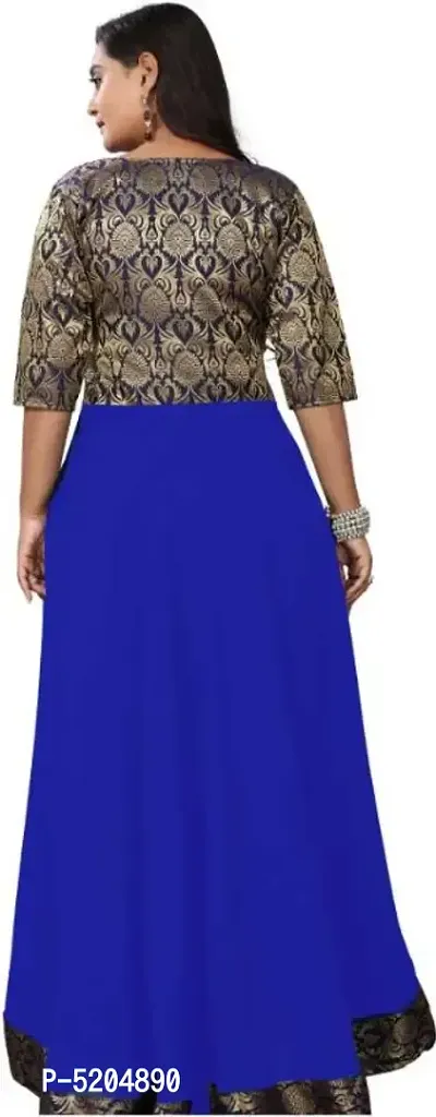 Blue Georgette Self Design Kurtas For Women-thumb3