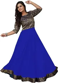 Blue Georgette Self Design Kurtas For Women-thumb3