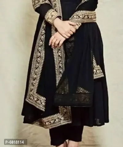 Fabulous Black Rayon Kurta with Pant And Dupatta Set For Women-thumb3