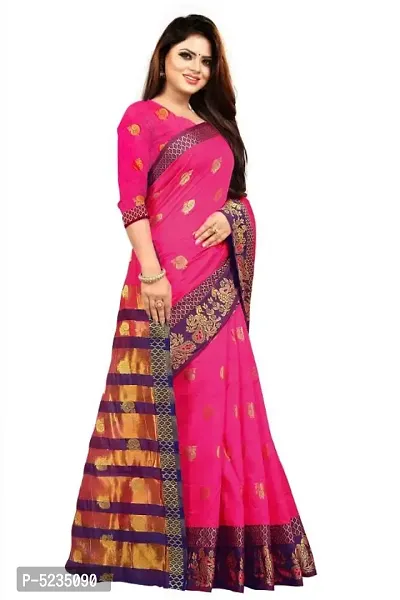 Stunning Pink Banarasi Art Silk Zari Woven Women Saree with Blouse piece-thumb2