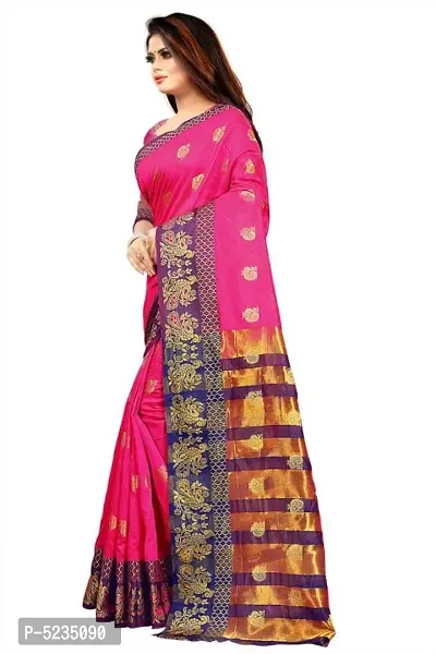 Stunning Pink Banarasi Art Silk Zari Woven Women Saree with Blouse piece-thumb3