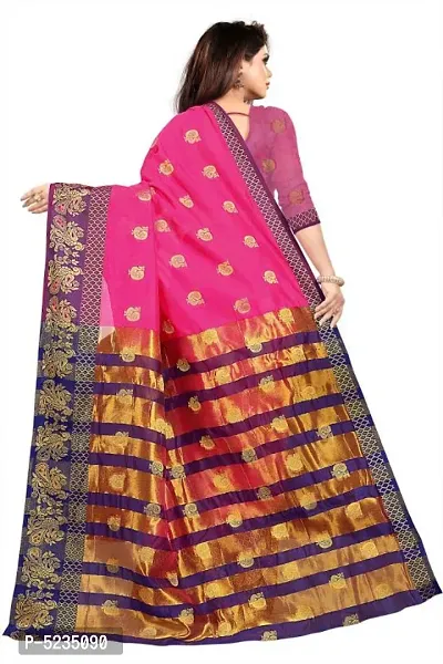 Stunning Pink Banarasi Art Silk Zari Woven Women Saree with Blouse piece-thumb4