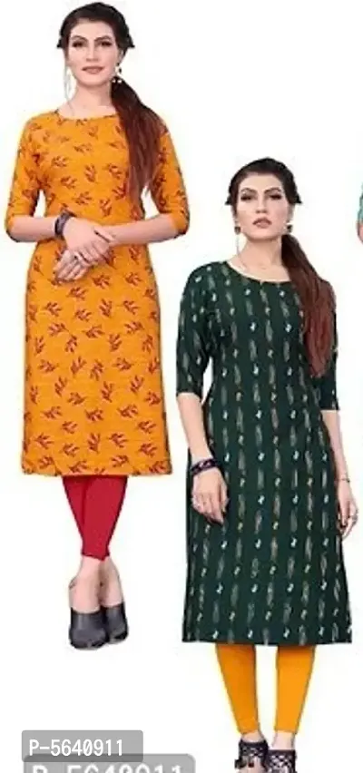 Multicoloured Crepe Digital Printed Kurtas For Women-thumb2