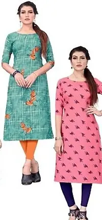 Multicoloured Crepe Digital Printed Kurtas For Women-thumb2