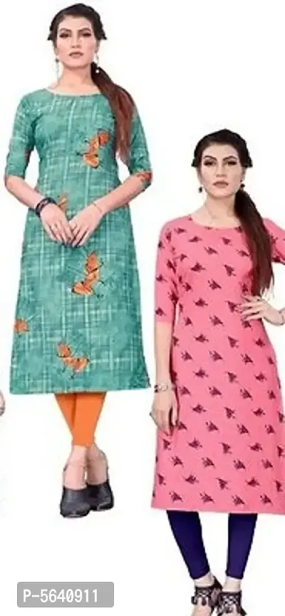 Multicoloured Crepe Digital Printed Kurtas For Women-thumb3