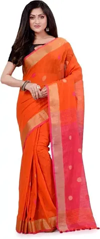 Stylish Handloom Attractive Hand Woven Linen Saree With Blouse Piece-thumb1