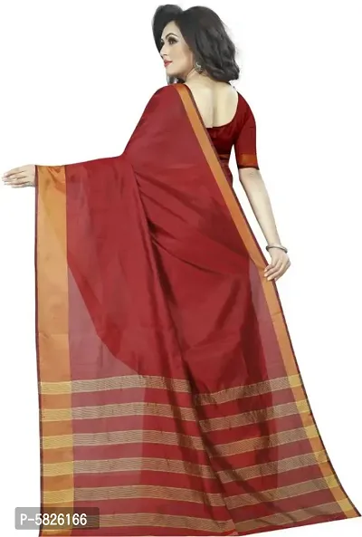 Womens Cotton Silk Zari Border Saree with blouse Piece-thumb3