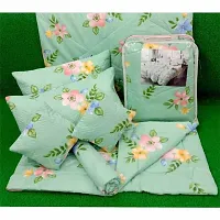 Beautiful Soft Glace Cotton Bedsheet with Pillow Covers and Cushion Set-thumb1