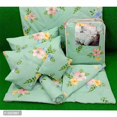 Beautiful Soft Glace Cotton Bedsheet with Pillow Covers and Cushion Set-thumb2