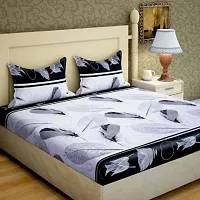 Beautiful Polycotton 3D Printed Bedsheet With 2 Pillow Cover-thumb1