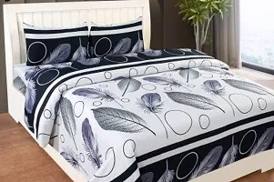 Beautiful Polycotton 3D Printed Bedsheet With 2 Pillow Cover-thumb2