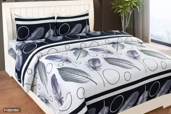 Beautiful Polycotton 3D Printed Bedsheet With 2 Pillow Cover-thumb3