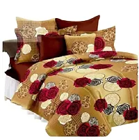 Polycotton Beige Double Bedsheet With Two Pillow Covers-thumb1