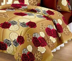 Polycotton Beige Double Bedsheet With Two Pillow Covers-thumb2