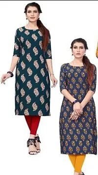 Womens Printed Full-Stitched Crepe Straight Kurti (Combo Pack Of 4)-thumb1