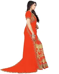 Orange Georgette Embroidered Sarees For Women-thumb4