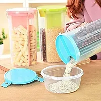3 Sections Air Tight Transparent Grocery Food Grain Storage Container Jar 1Lt Set Of 1-thumb2