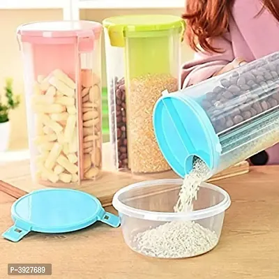 3 Sections Air Tight Transparent Grocery Food Grain Storage Container Jar 1Lt Set Of 1-thumb3