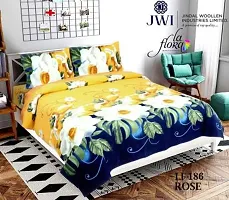 Multicolored Polycotton Flower Printed Double  Bedsheet With 2 Pillow covers-thumb3