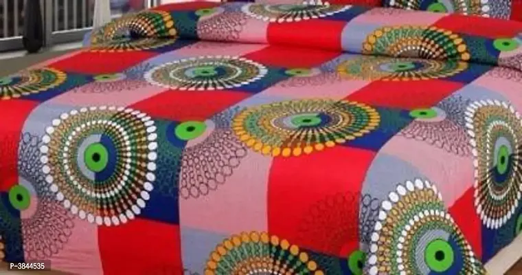 Beautiful Multicoloured Printed Polycotton Double Size 1 Bedsheet with 2 Pillowcovers-thumb3
