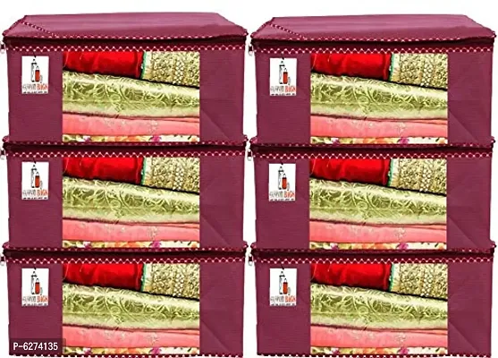 Non Woven Saree Cover Organizer for Wardrobe PACK OF 6-thumb0