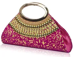 Fabulous Pink Velvet Self Pattern Clutches For Women And Girls-thumb2