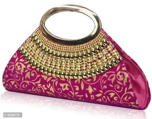 Fabulous Pink Velvet Self Pattern Clutches For Women And Girls-thumb3