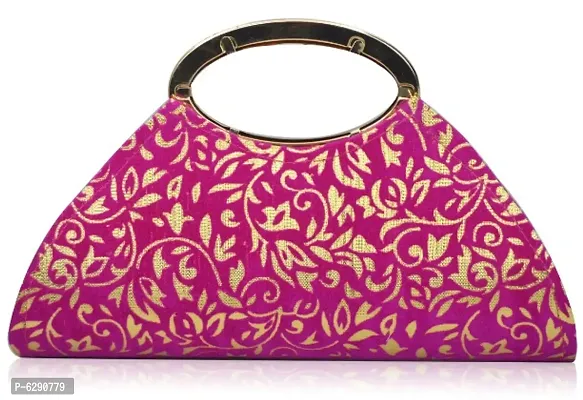 Fabulous Pink Velvet Self Pattern Clutches For Women And Girls-thumb2