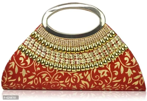 Fabulous Red Velvet Self Pattern Clutches For Women And Girls-thumb0