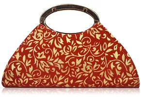 Fabulous Red Velvet Self Pattern Clutches For Women And Girls-thumb1
