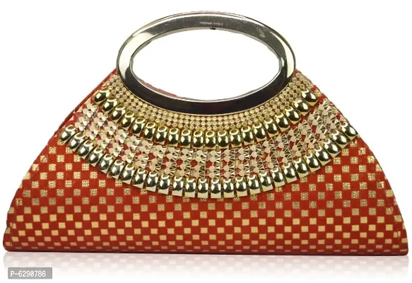 Fabulous Red Velvet Self Pattern Clutches For Women And Girls