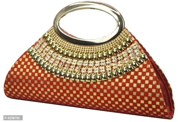 Fabulous Red Velvet Self Pattern Clutches For Women And Girls-thumb3